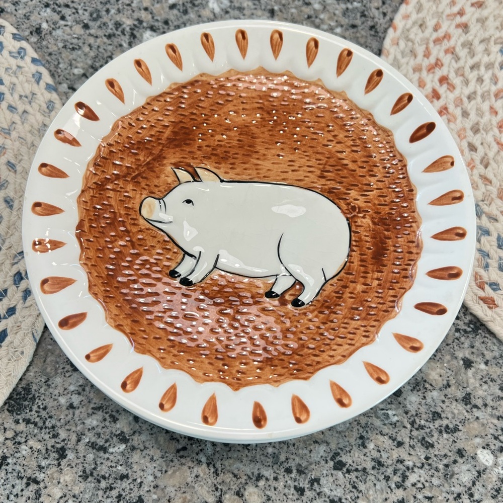 Towel Sigma Pig Decorative Plate lot of 3